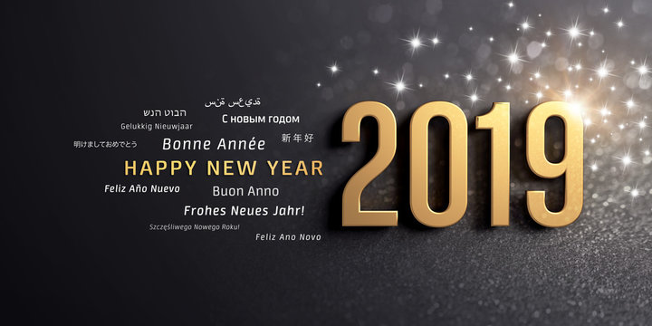 Happy New Year 2019 international Greeting card