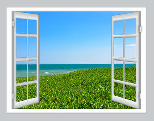 Ocean view window open