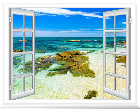 Fototapeta sea view open window