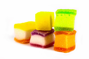 Marshmallow mixed jelly gelatin finished,on the White Blackground.