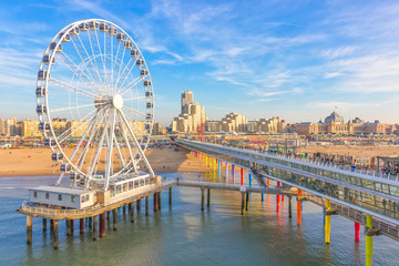 The Ferris Wheel & The Pier at Scheveningen, The Hague, The Netherlands - obrazy, fototapety, plakaty