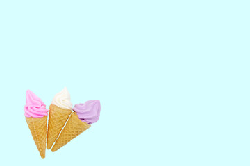 Meringues Soft Serve isolated light blue pastel background, clipping path.