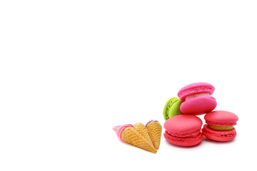 Mini Macarons and Meringues Soft Serve isolated on white background.
