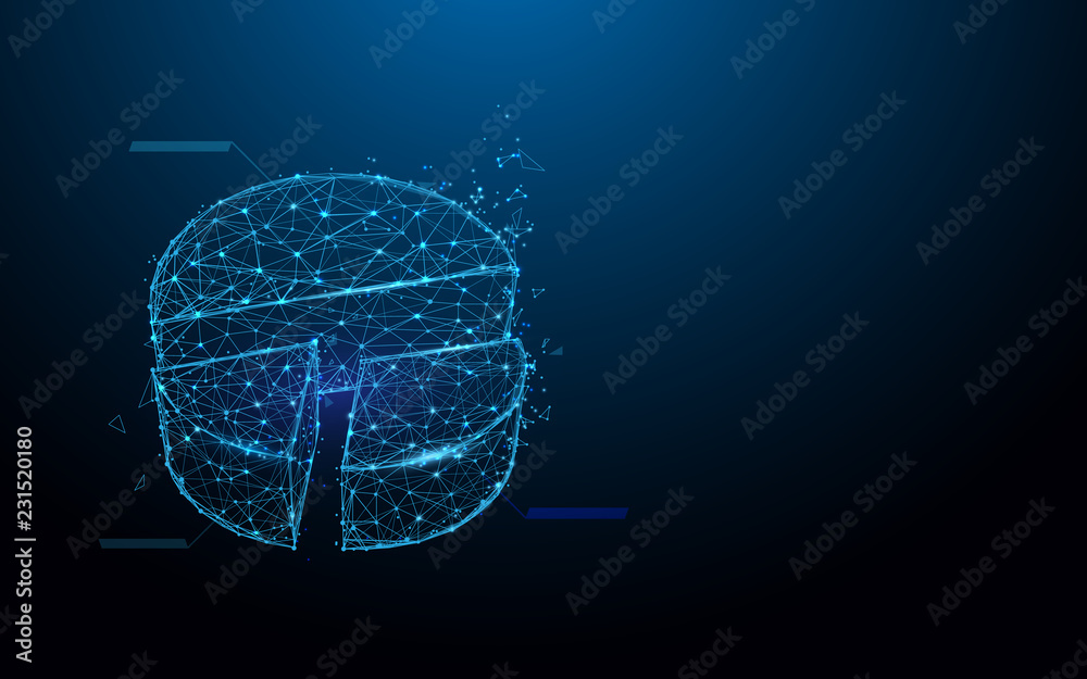 Leinwandbilder 3d pie chart infographic form lines, triangles and particle style design. illustration vector