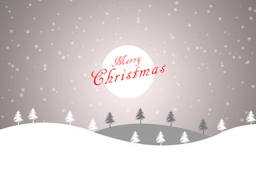 Fototapeta na wymiar merry christmas holiday gif card celebration greeting creative postcard congratulation for christmas day before happy new year background pine on mountain winter with snow fall.