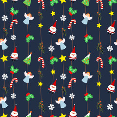 Cute Christmas elements seamless pattern.