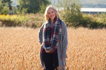 Woman outside in autumn field
