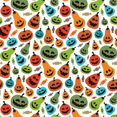 Halloween pumpkin vector pattern - 231522104
