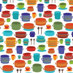 Kitchen pots vector pattern - 231522108
