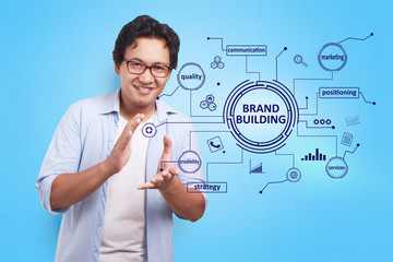 Brand Building, Business Marketing Words Quotes Concept