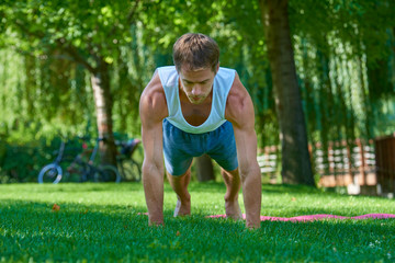 Man doing yoga outdoor