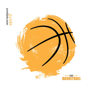 Vector illustration for basketball. Sports grunge abstract, hand-drawing ball. Ink texture, print design for T-shirts.