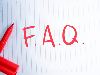 FAQ, Frequently Asked Questions. Words Typography Concept