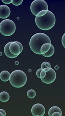 Dark background green mesh bubbles. Wallpaper, texture with bubble. 3D illustration