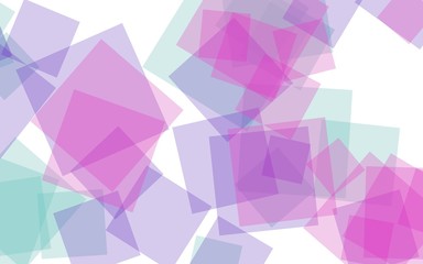 Obraz premium Multicolored translucent squares on white background. Pink tones. 3D illustration
