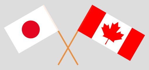 Japan and Canada. The Japanese and Canadian flags. Official colors. Correct proportion. Vector