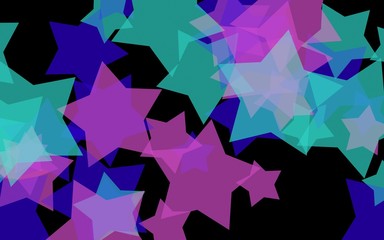 Obraz premium Multicolored translucent stars on a dark background. Green tones. 3D illustration