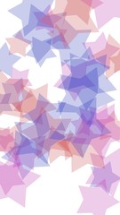 Multicolored translucent stars on a white background. Vertical image orientation. 3D illustration