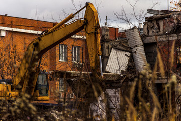 The destruction of the unfinished Hovrinskaya hospital. Khovrino district of Moscow.