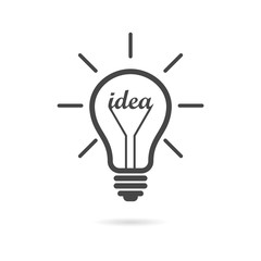 Fototapeta premium Black Light bulb, idea icon or logo