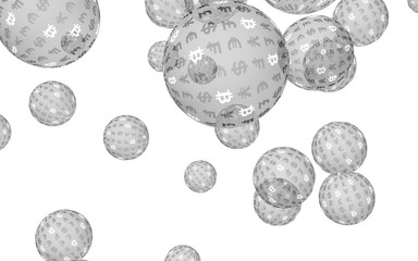 Ethereum economic financial bubble. Cryptocurrency 3D illustration. Digital white background. Business concept.