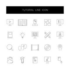 Line icons set. Tutorial pack. Vector illustration
