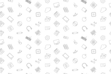 Computer component background from line icon. Linear vector pattern. Vector illustration	