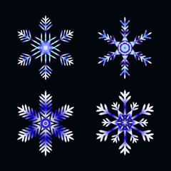 Fototapeta na wymiar Blue snowflakes on dark background