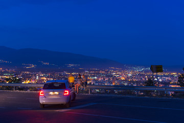 Three friends talking about the breathtaking view