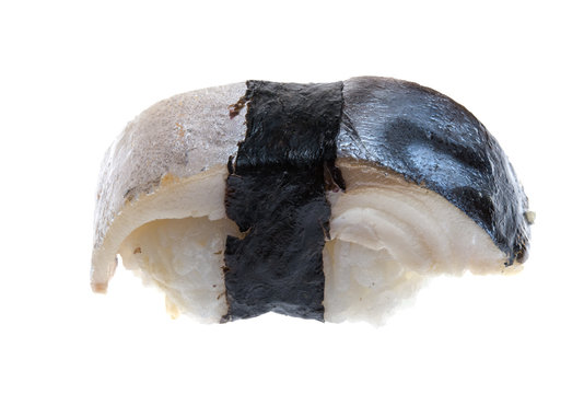 Saba sushi isolated on white background
