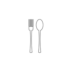 Vector illustration. fork and spoon line icon on white background. Restaurant menu icon.