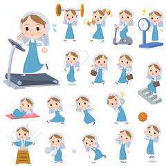 Obraz premium Nun women emerald costume_exercise