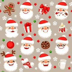 Obraz na płótnie Canvas Christmas Seamless Pattern with Santa Claus