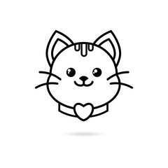 Black Cute Cat icon or Logo 