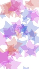 Multicolored translucent stars on a white background. Vertical image orientation. 3D illustration