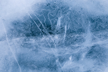 ice and cracks on the surface of Lake Baikal, Winter