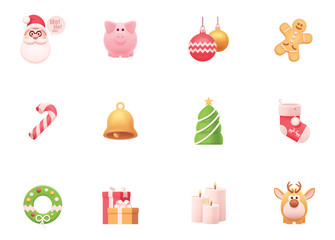 Vector Christmas and New Year icon set