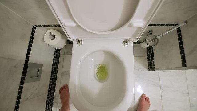 Flushing the toilet after pee