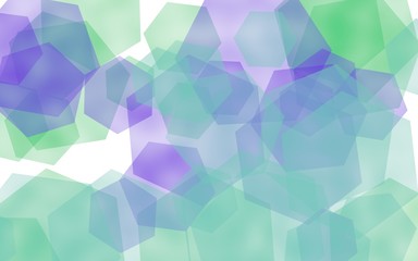 Obraz premium Multicolored translucent hexagons on white background. Green tones. 3D illustration