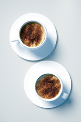 Top view of coffee cups