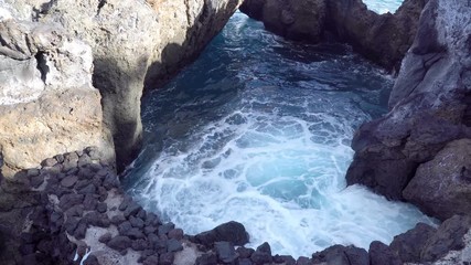 View of ocean waves breaking of the cliffs, Tenerife, Canary Islands, Spain