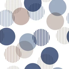 Wallpaper murals Polka dot Vector seamless pattern. Monotone blue and beige Abstract background with roundpolka dots mix in stripe. Freshing color texture