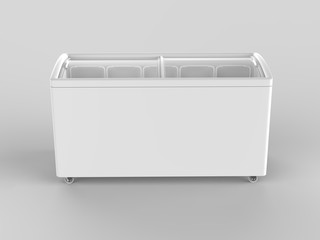 Blank ice cream freezer isolated for branding design. 3d render illustration.