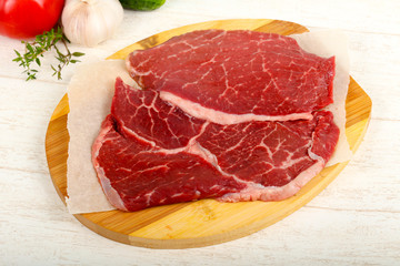 Raw beef steak