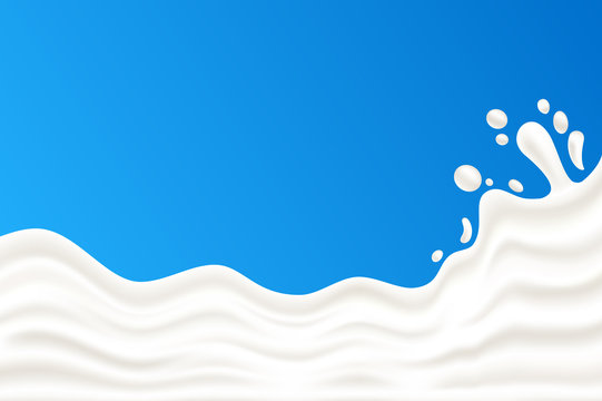 Milk splash vector illustration on a blue background