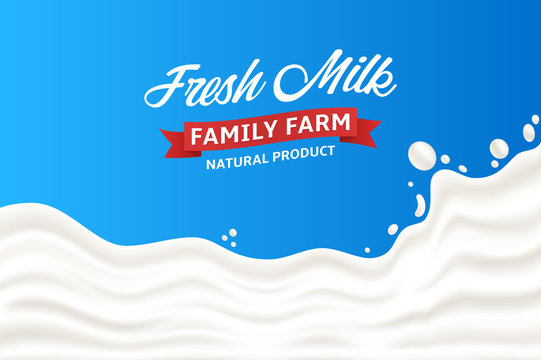 Milk splash vector illustration on a blue background