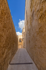 Mdina, Malta. Medieval street and blue sky