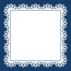 Square lace doily with cutout paper border pattern