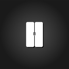 Double door icon flat. Simple White pictogram on black background with shadow. Vector illustration symbol