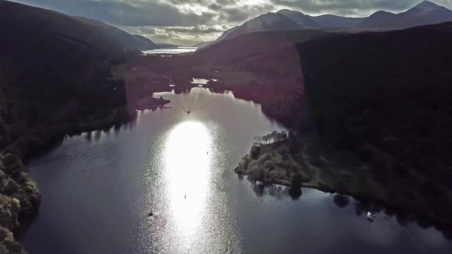 Flying through the Great Glen above Loch Oich in the scottish highlands - United Kingdom